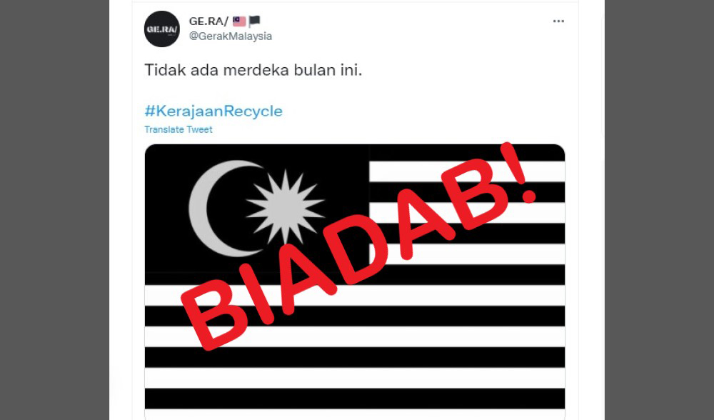 Biadab! Netizen kecam Twitter GE.RA hina Jalur Gemilang