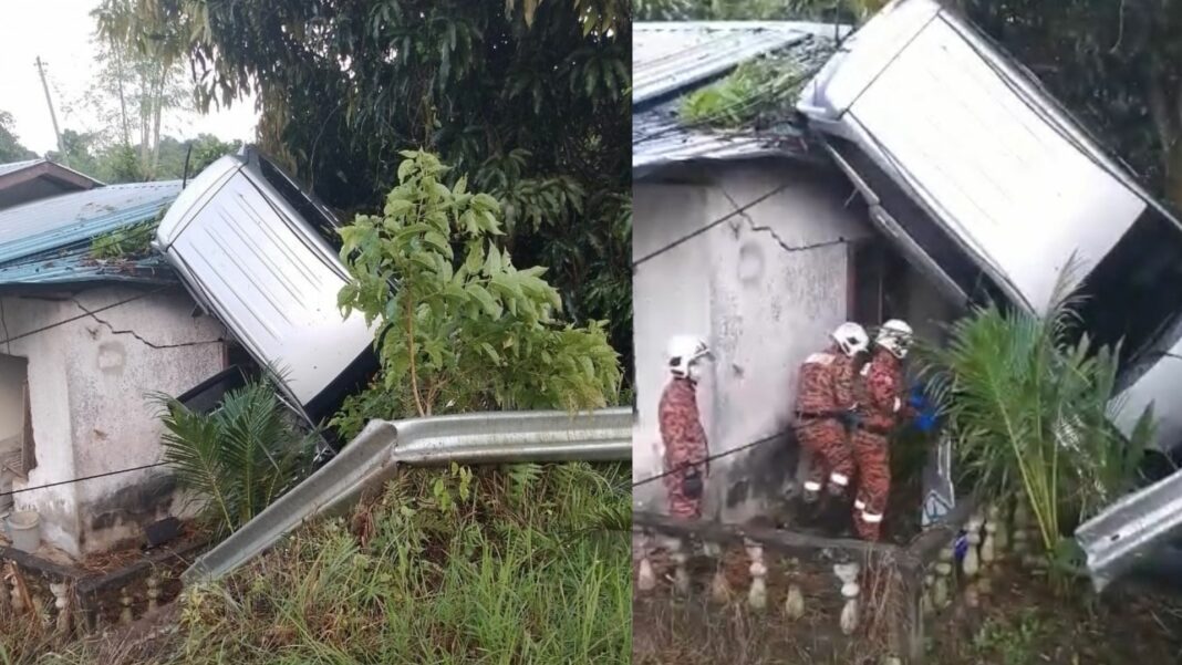 Lelaki maut, MPV terbabas hempap bumbung rumah