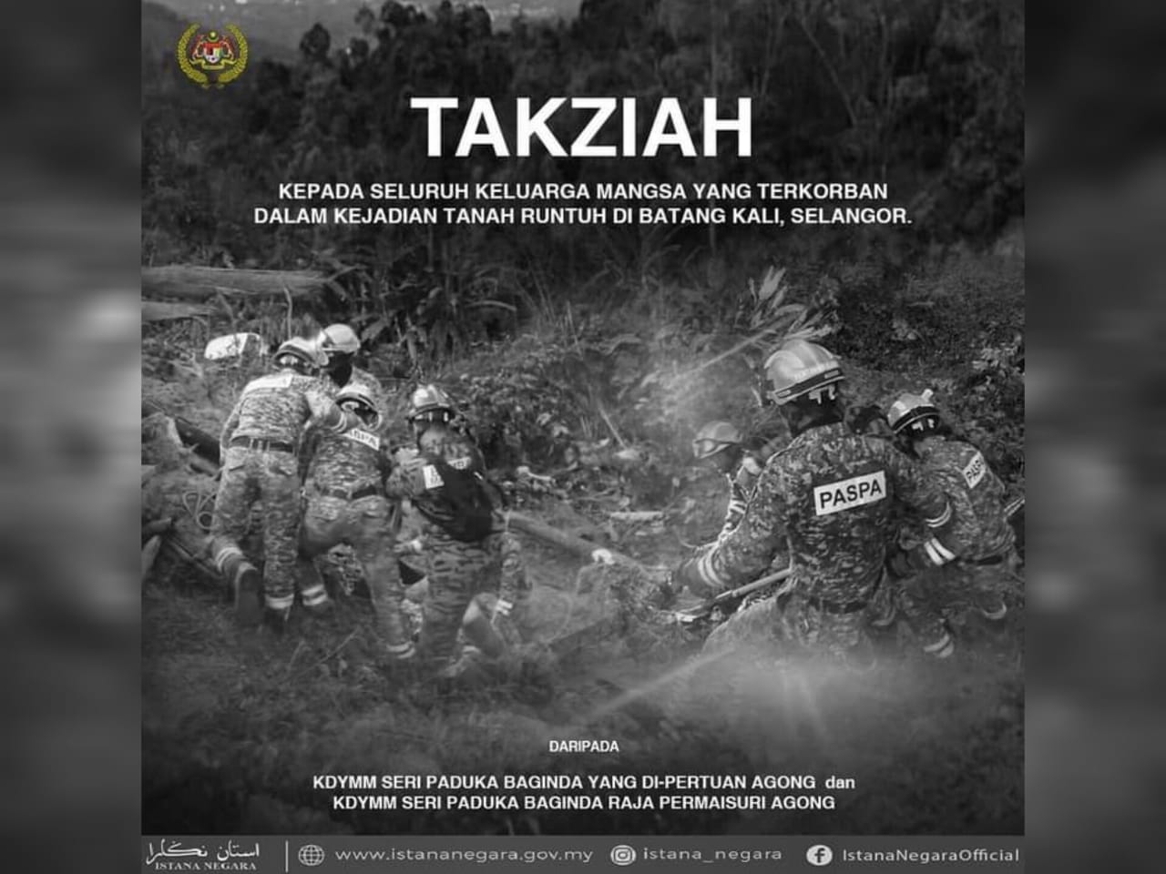 Tragedi tanah runtuh: Agong, Raja Permaisuri zahir takziah