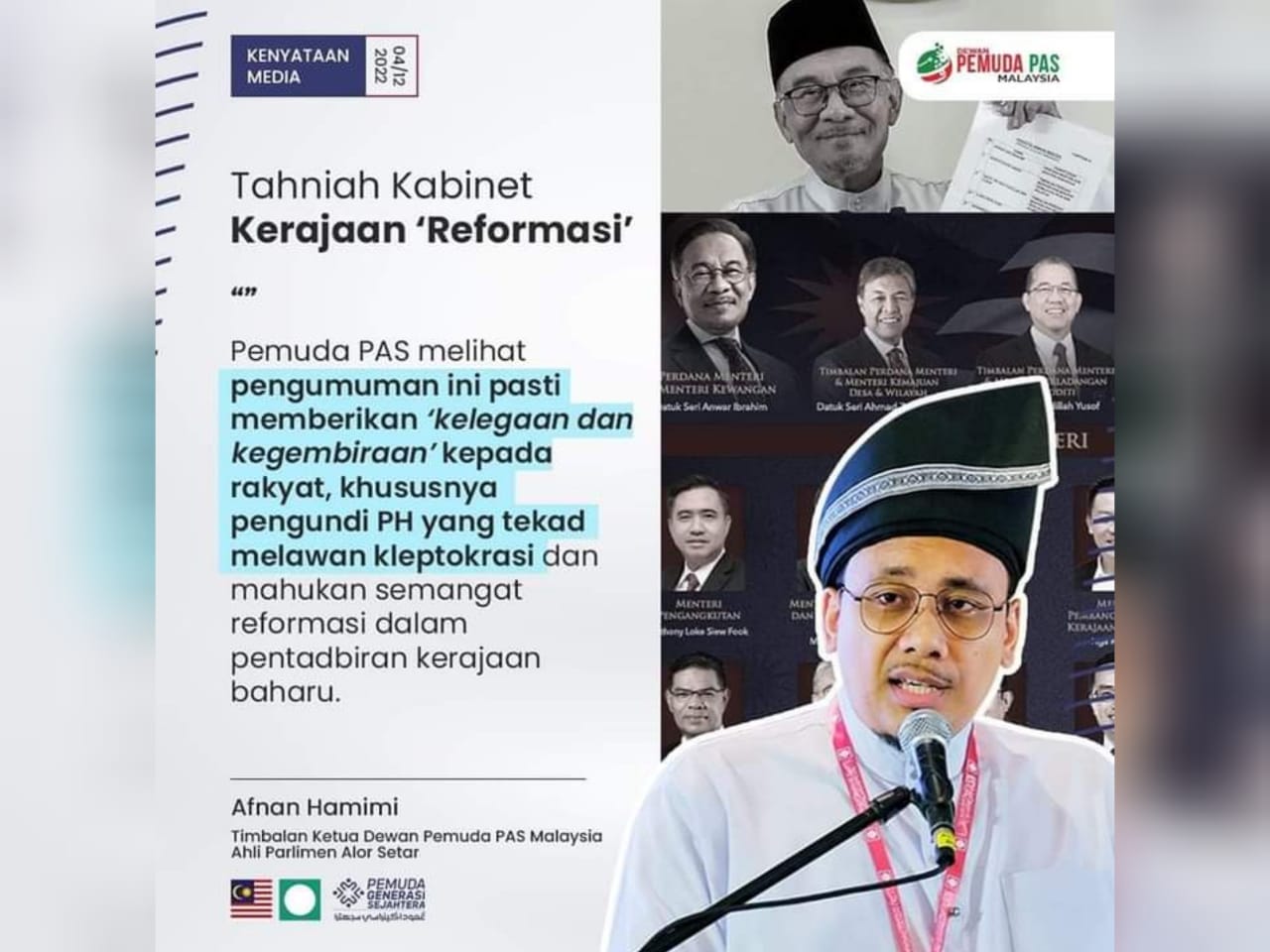 Dewan Pemuda Pas sindir Kabinet ‘Reformasi’ Anwar